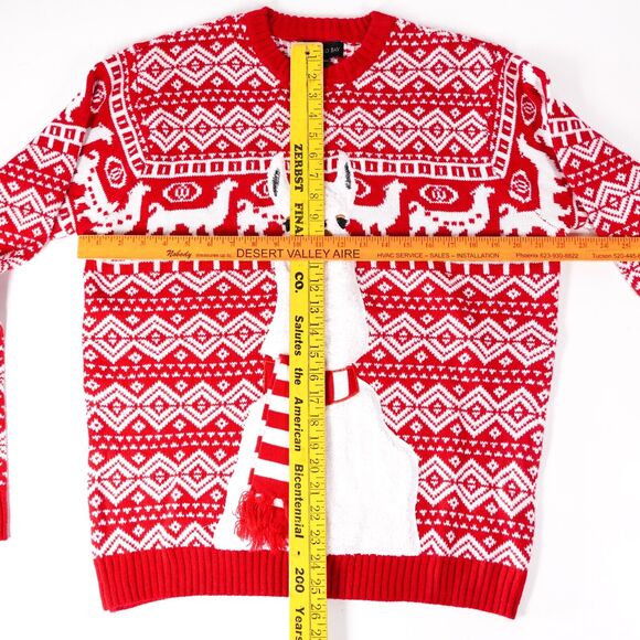 Blizzard Bay Llama Christmas Ugly Sweater Knit Pullover Sweatshirt Red Large - Picture 3 of 9